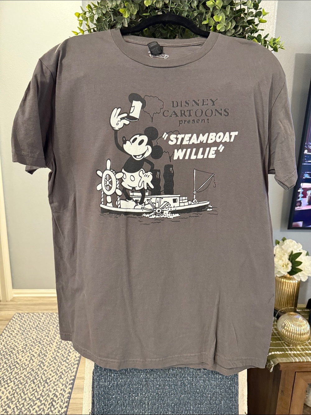 Disney Steamboat Willie Graphic Tee - Gray - Never Worn